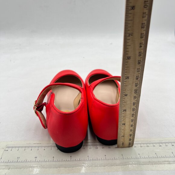 FYS Red Square Toe Mary Jane Pumps Flats Ballets Buckled Dress Daily Shoes - Picture 5 of 8